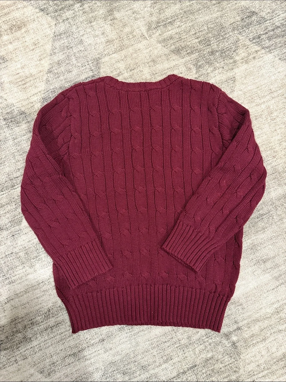 Polo by Ralph Lauren Crewneck Cable Knit Sweater - Wine